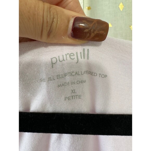 J. Jill Pure Lavender Scoop Neck Elliptical Layered Pleat Back Top Petite XL - Picture 6 of 7
